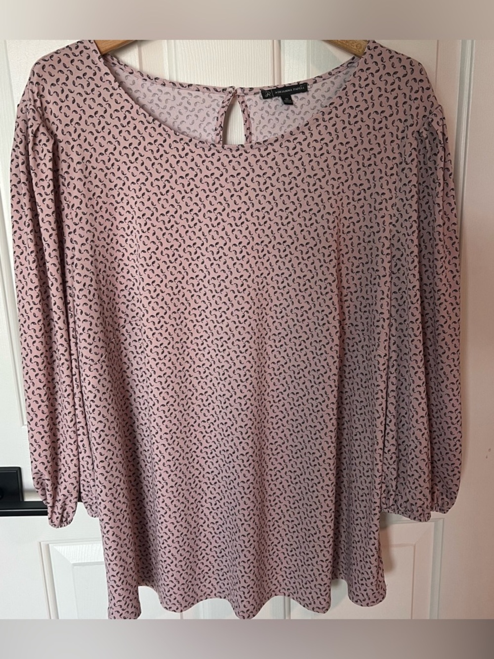 Adrianna Papell Dusty Pink Printed Round-Neck Blouse